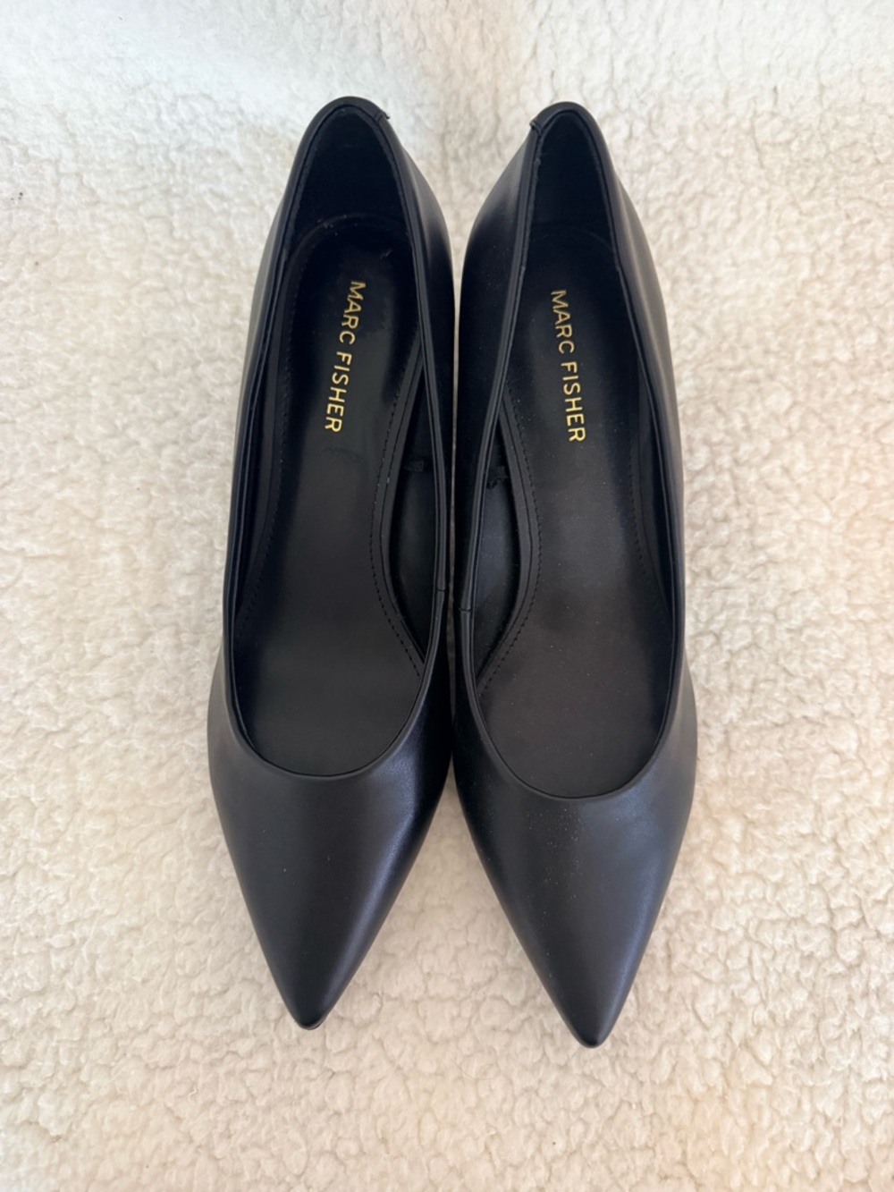 Marc Fisher Black Pointed-Toe Leather Pumps